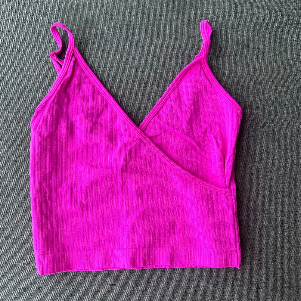 Suuzette Neon Pink crop tank with adjustable straps